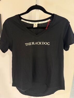 The Black Dog Black V-Neck Logo Tee